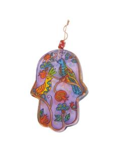 Large Glass Hamsa - Pomegranates and Birds