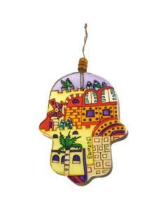 Large Glass Hamsa - Jerusalem Windmill