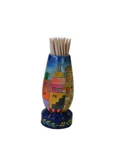 Painted Wooden Toothpick Stand - Jerusalem