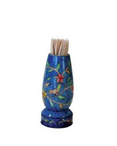 Painted Wooden Toothpick Stand - Birds and branchs