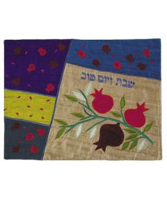 Mulicolored Pomegranate Raw Silk Applique'd Challa Cover