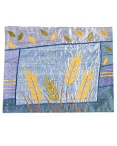 Blue Wheat Raw Silk Appliqued Challa Cover