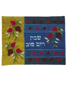 Multicolored Pomegranate Raw Silk Appliqued Challa Cover