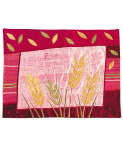 Maroon Wheat Raw Silk Appliqued Challa Cover