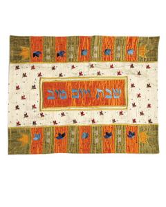 Multicolored Crown Raw Silk Appliqued Challa Cover