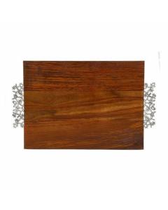 Emanuel Wood Challah Board with Laser Cut Handles - Pomegranates