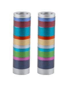 Emanuel Anodized Cylinder Candlesticks - Rings - Multicolor