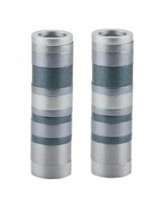 Emanuel Anodized Cylinder Candlesticks - Rings - Gray