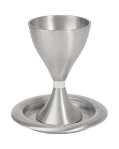 Kiddush Cup & Plate - Anodized Silver