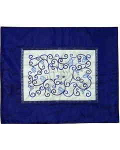 Embroidered Challah Cover Pomegranates Blue / White