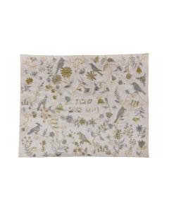 Emanuel Machine Embroidered Challah Cover -  Birds & Flowers - Gold