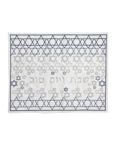 Emanuel Machine Embroidered Challah Cover -   Magen David Design (Gray & Silver)