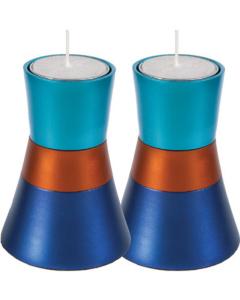 Anodized Aluminum Candlesticks, Emanuel - Small  (Turquoise / Blue / Orange)