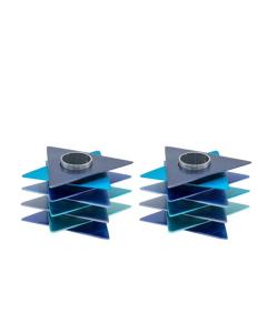 Emanuel Blue Magen David Candlesticks