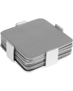 Set of 6 Aluminum Coasters Silver