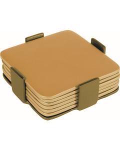 Set of 6 Aluminum Coasters Gold
