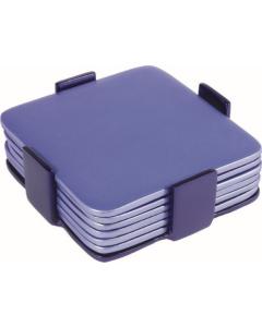 Set of 6 Aluminum Coasters Blue