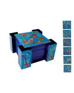 Oriental Set of Six Wooden Coasters