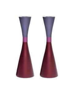 Emanuel Anodized Candlesticks w/ Ring - Maroon/Purple