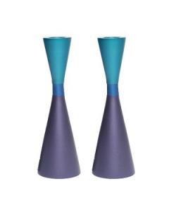 Emanuel Anodized Candlesticks w/ Ring - Purple/Turquoise