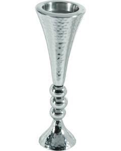 Anodized Aluminum Beaded Stem Candlesticks Silver