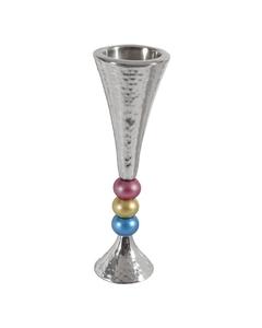 Anodized Aluminum Beaded Stem Candlesticks Silver / Multicolor