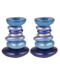 Anodized Aluminum Shabbat Candlestick - Stone Tower Blues