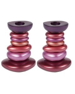 Anodized Aluminum Shabbat Candlestick - Stone Tower Reds