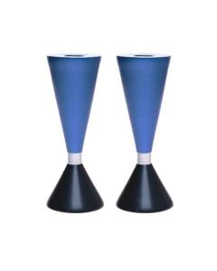 Double Sided Anodized Candlesticks W/ Ring - Blue