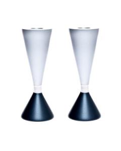 Double Sided Anodized Candlesticks W/ Ring - Gray