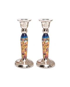 Emanuel Metal Candlesticks w/ Jerusalem Design