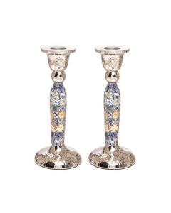 Emanuel Metal Candlesticks w/ Multicolor Design