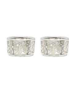 Emanuel Tea Light Holders with Pomegranate Design  (Silver) - Set of 2