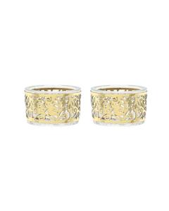 Emanuel Tea Light Holders with Pomegranate Design  (Gold) - Set of 2