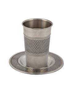 Emanuel Stainless Steel Magen David Kiddush Cup & Tray