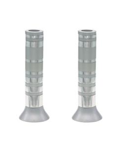 Yair Emanuel Large Anodized Candlesticks - Full Rings (Silver)