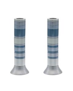 Yair Emanuel Large Anodized Candlesticks -  Full Rings (Grays)