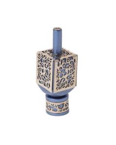Emanuel Large Anodized Aluminum Dreidel with Metal Cutout Blue