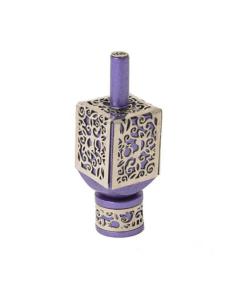 Emanuel Large Anodized Aluminum Dreidel with Metal Cutout - Purple