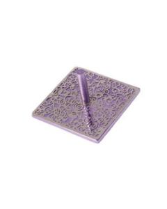 Emanuel Anodized Aluminum Flat Dreidel with Metal Cutout  - Purple