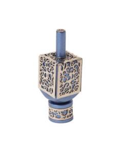 Emanuel Medium Anodized Aluminum Dreidel with Metal Cutout  - Blue