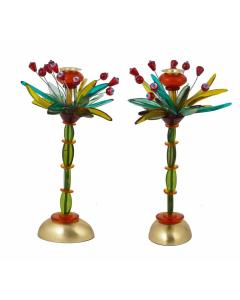 Emanuel Poly Candlesticks 14" - Green/Red Fountain