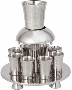 Hammered Metal Kiddush Fountain- Silver