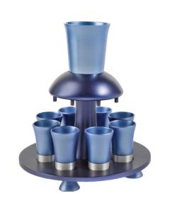 Anodized Aluminum Kiddush Fountain + Goblet + 8 Cups Blue