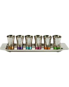 Emanuel Hammered Liquor Set 6 Cups- Multicolor
