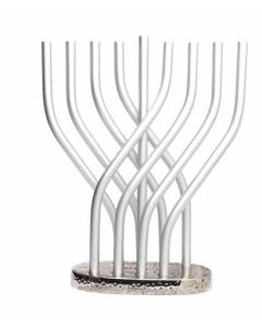 Silver Anodized Flame Menorah - Emanuel