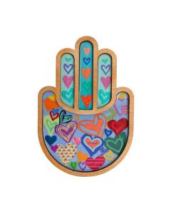 Large Emanuel Wood Hamsa with Hearts