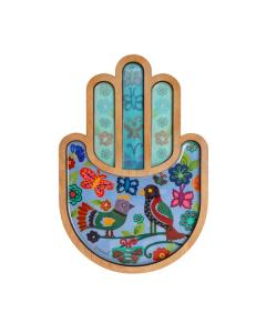 Large Emanuel Wood Hamsa with Birds