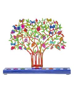 Laser Cut Handpainted Chanukah Menorah - Pomegranate