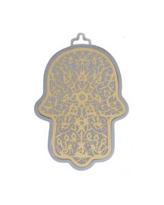 Emanuel Anodized Aluminum Hamsa with Pomegranate Cutout  - Brass